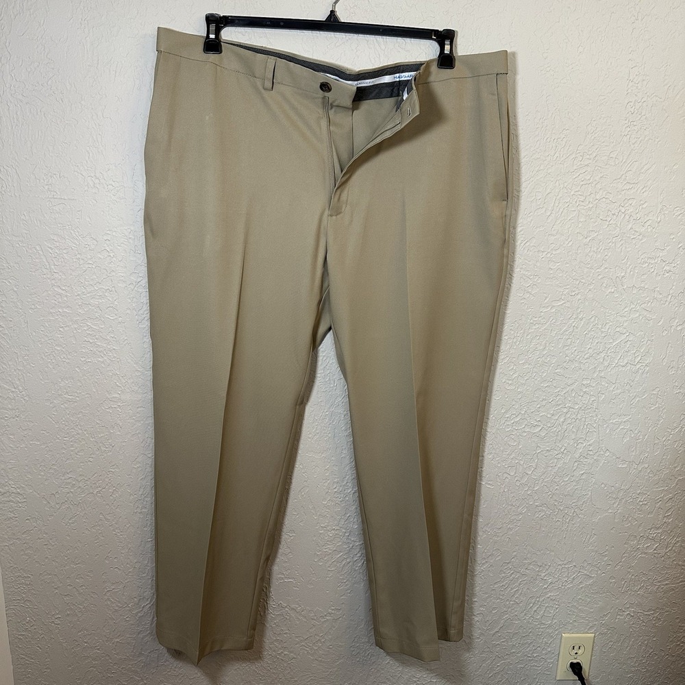 Bundle 2 Men's Haggar Cool 18 Pro Classic Fit Chino Pants 44x30 Khaki Black Golf - Picture 6 of 15